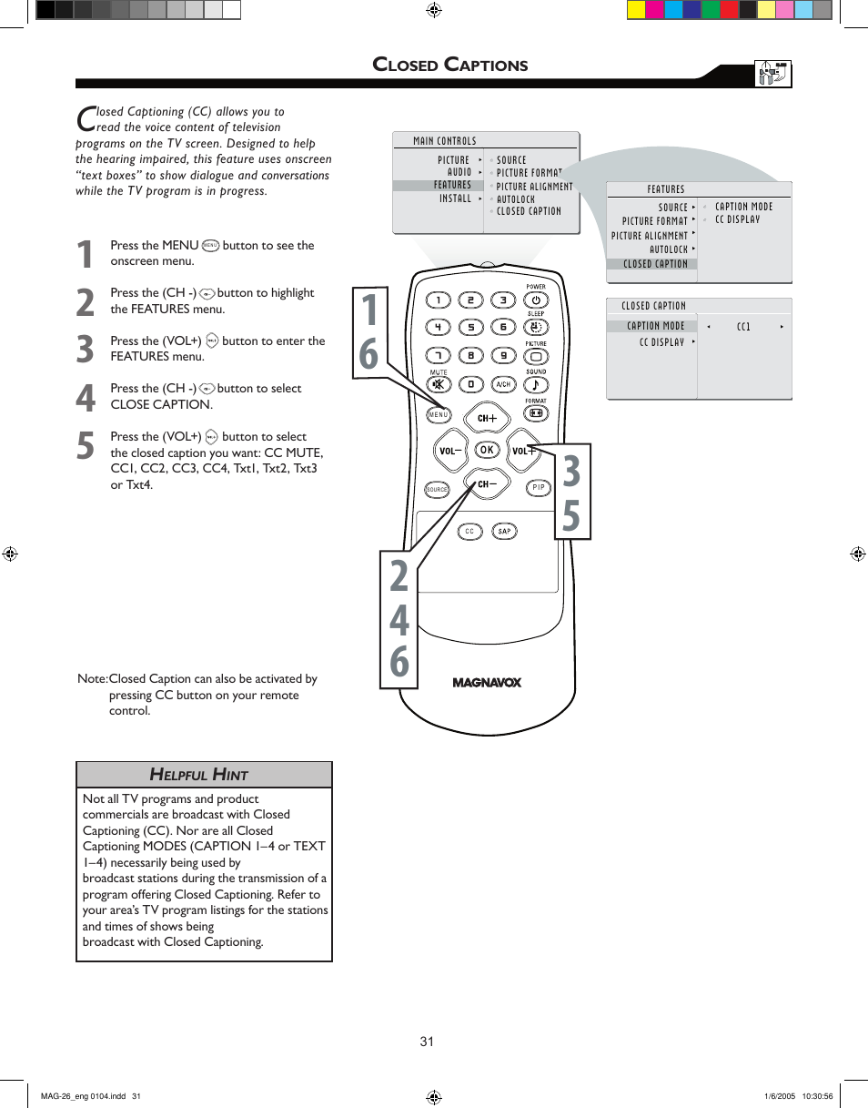 Philips Magnavox 26MF605W Series User Manual | Page 31 / 40