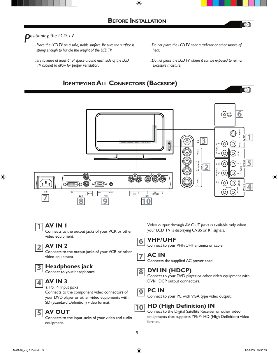 Philips Magnavox 26MF605W Series User Manual | Page 5 / 40