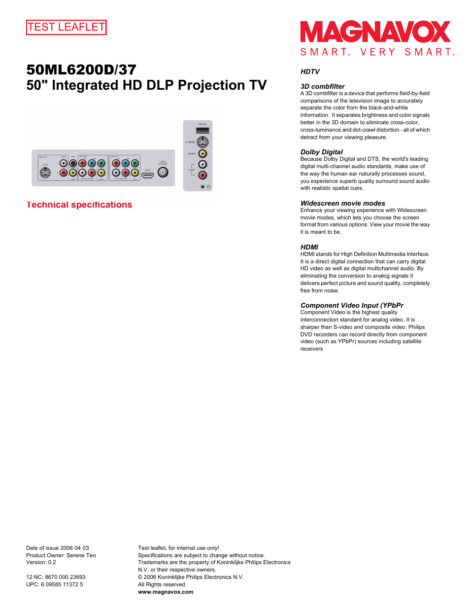 Test leaflet | Philips Magnavox 50ML6200D User Manual | Page 2 / 2