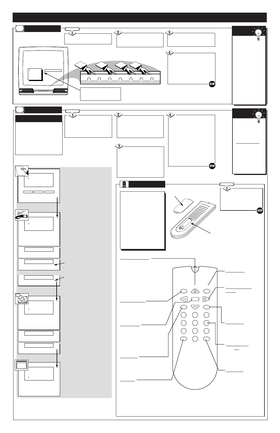 Ow to, Se and, Etup our | For the, Irst, Exit, Elevision, Etup, Emote | Philips Magnavox COLOR TV 25 INCH User Manual | Page 3 / 8