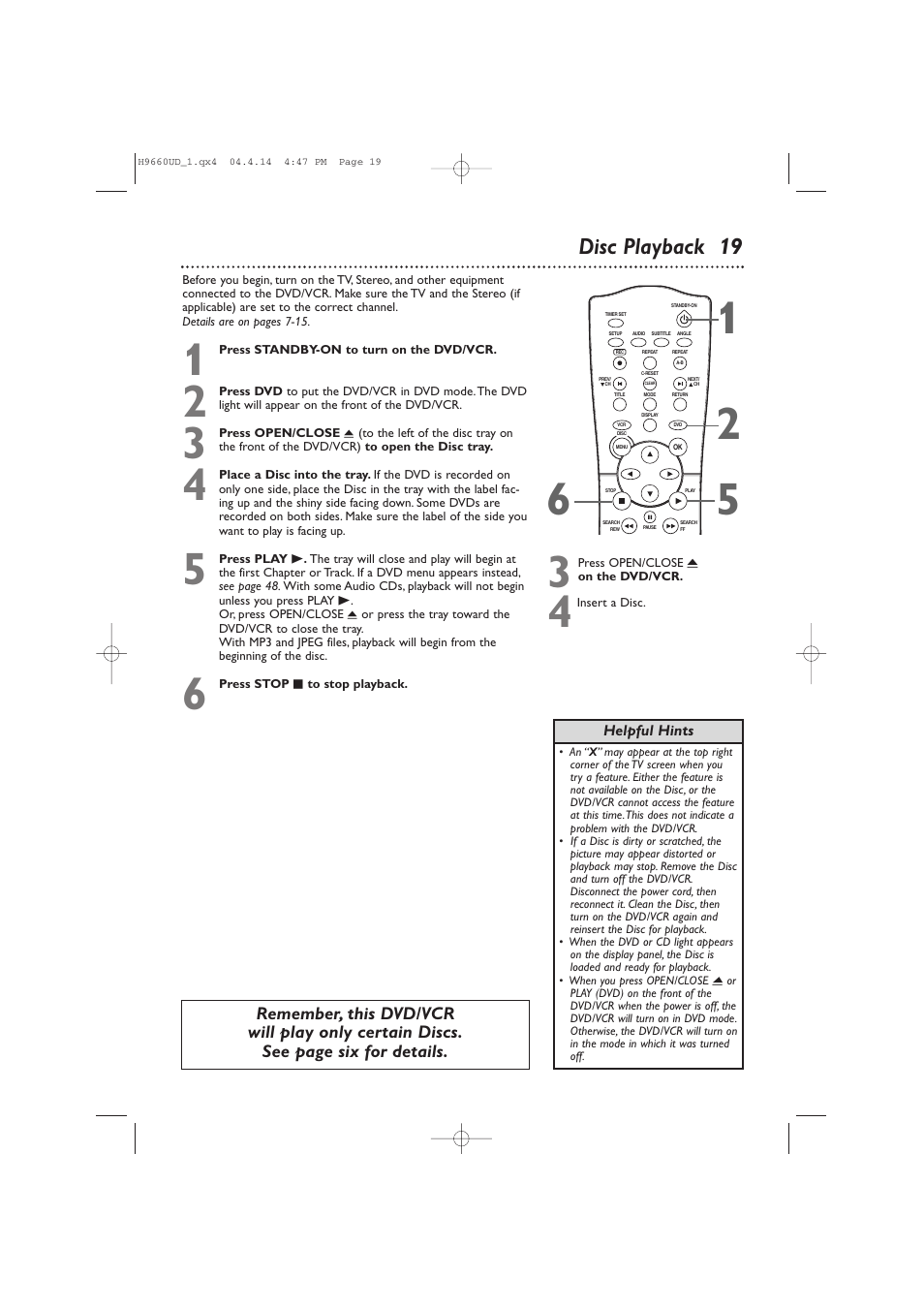 Disc playback 19 | Philips Magnavox MDV540VR/17 User Manual | Page 19 / 80