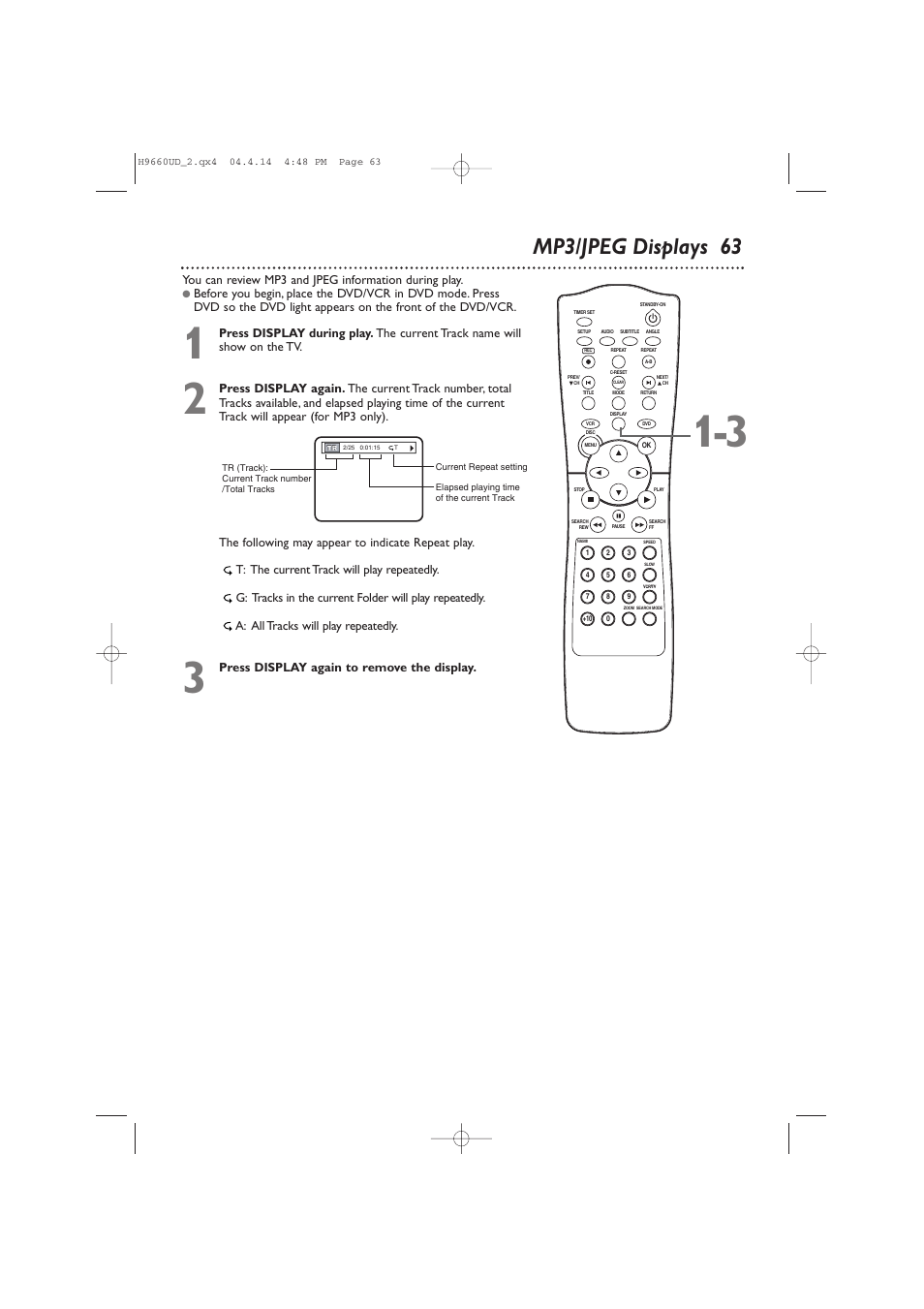 Mp3/jpeg displays 63 | Philips Magnavox MDV540VR/17 User Manual | Page 63 / 80