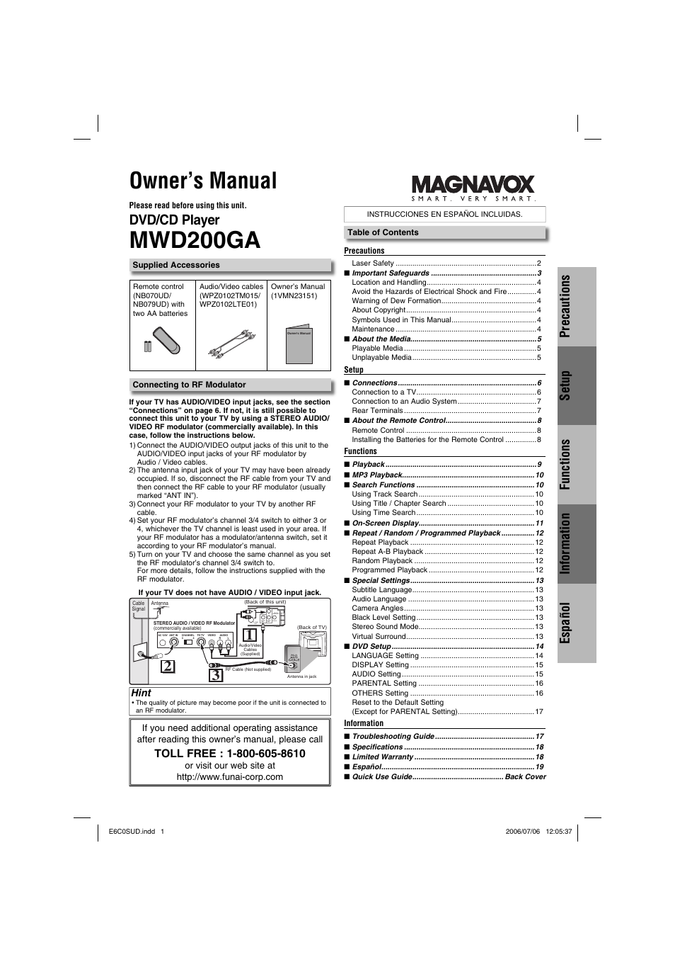 Philips Magnavox MWD200GA User Manual | 20 pages