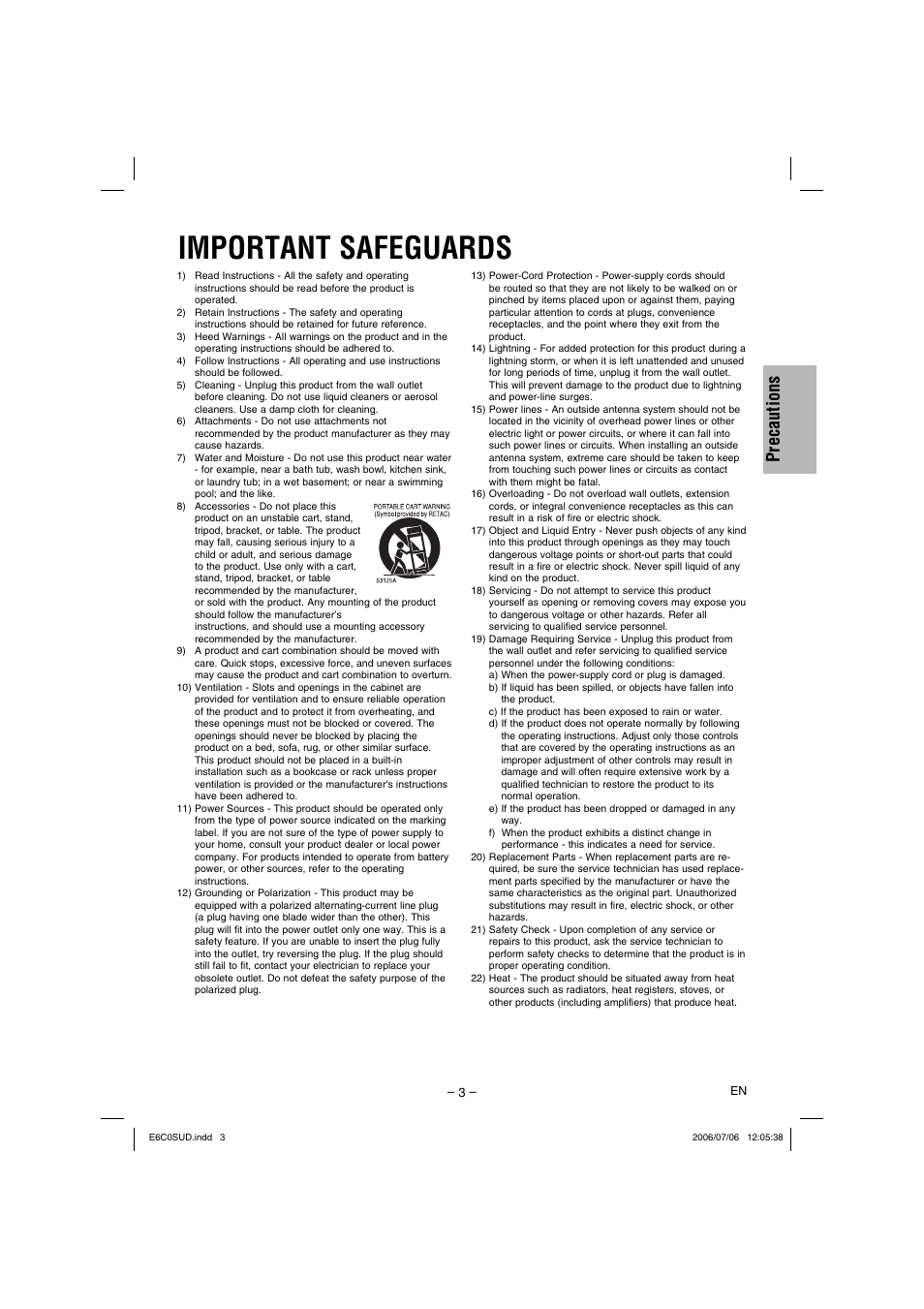 Important safeguards, Precautions | Philips Magnavox MWD200GA User Manual | Page 3 / 20