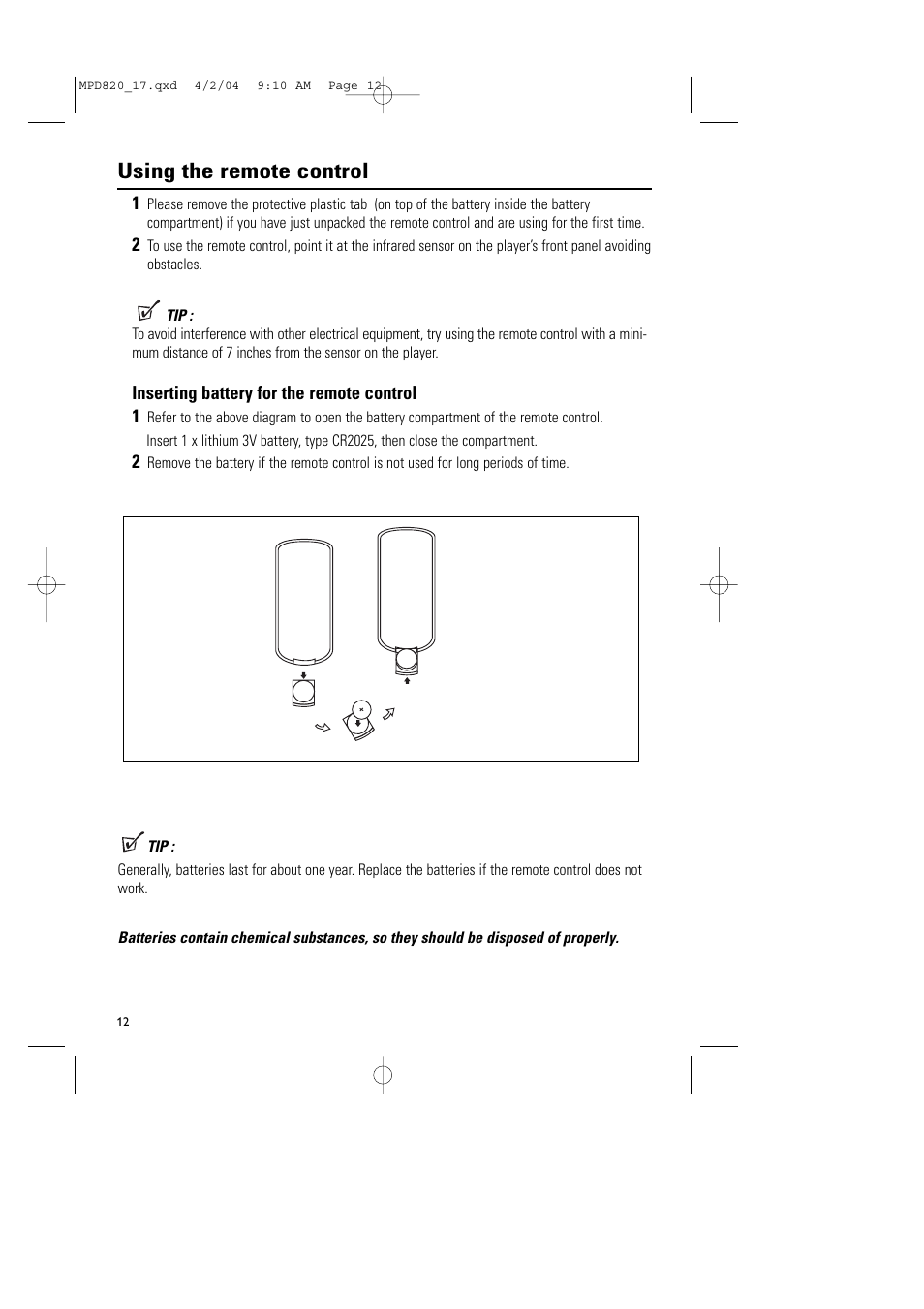 Using the remote control | Philips Magnavox MPD820 User Manual | Page 12 / 42
