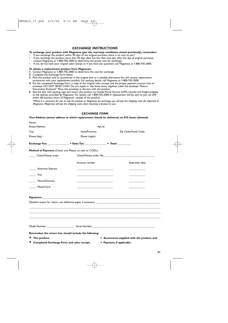 Philips Magnavox MPD820 User Manual | Page 41 / 42