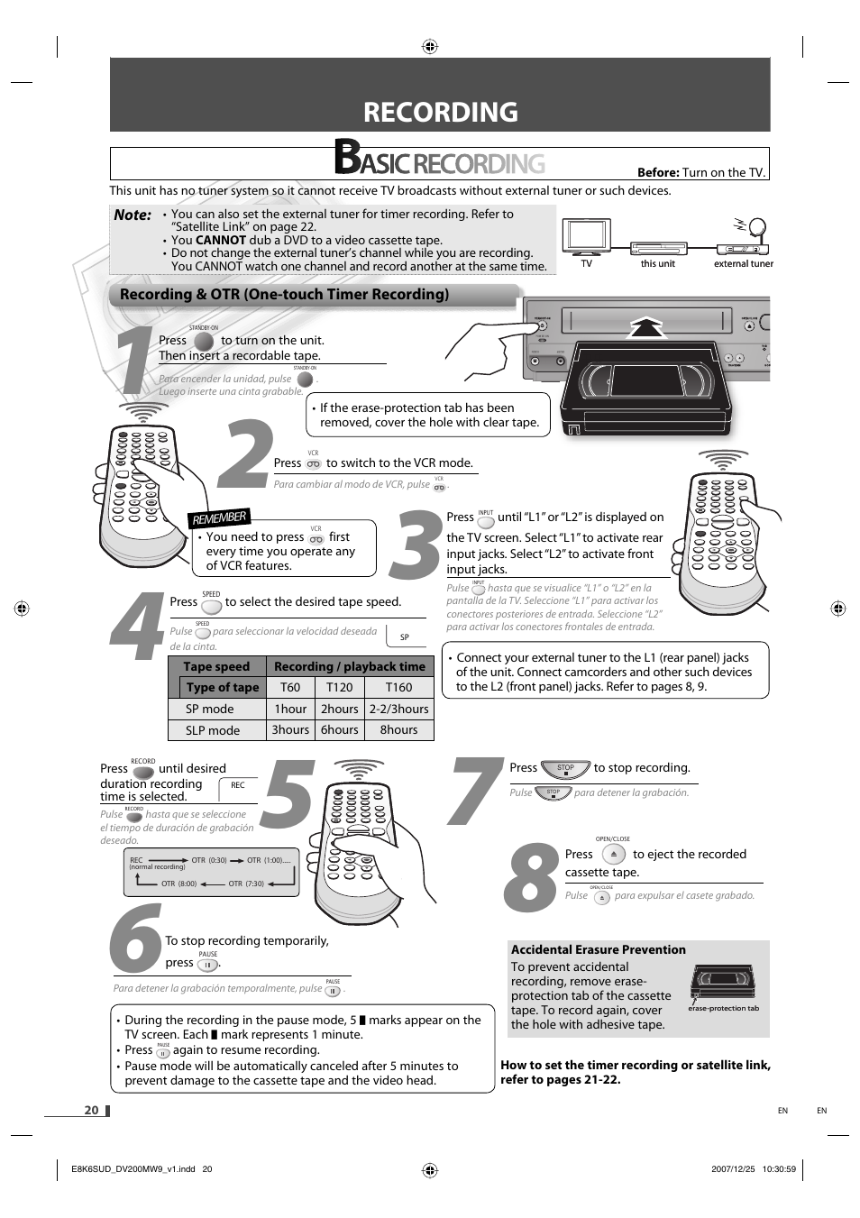 Recording | Philips Magnavox DV220MW9 User Manual | Page 20 / 28