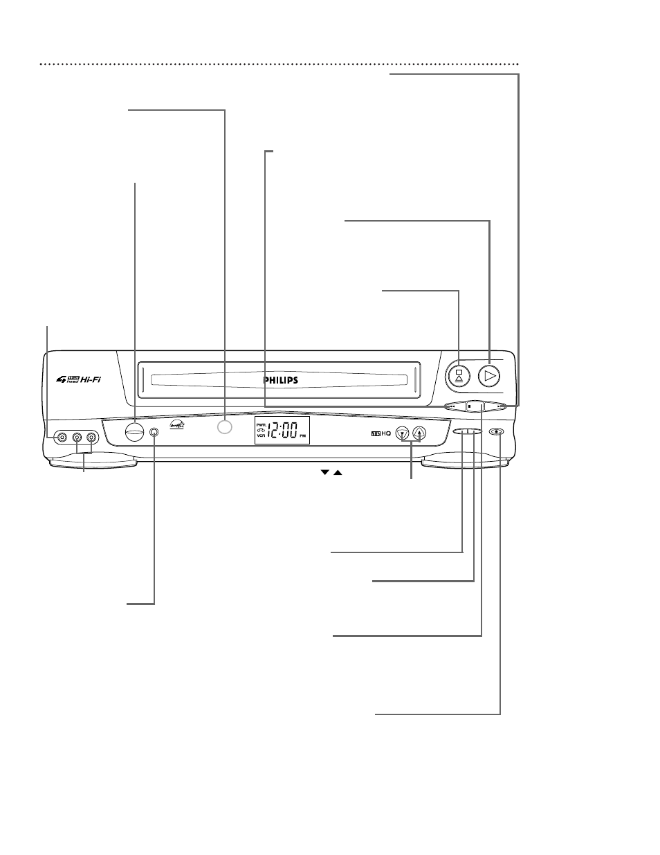 Front panel 27, Vrb613, Menu button press to access the vcr menu | Philips VRB413AT User Manual | Page 27 / 56