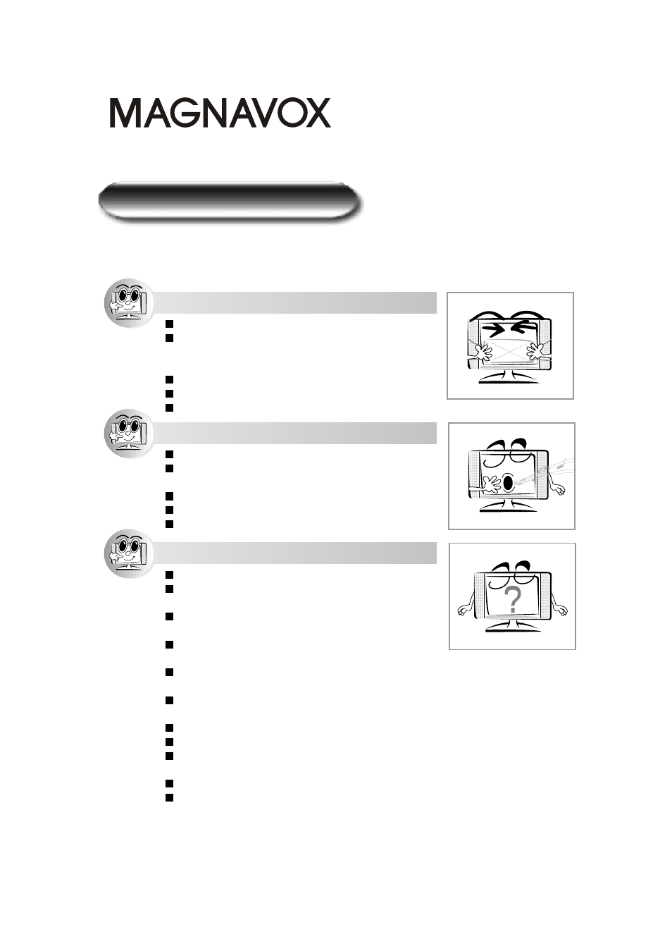 Troubleshooting, Picture with no sound, Sound with no picture | No picture no sound | Philips Magnavox 15MF050V/17 User Manual | Page 40 / 44