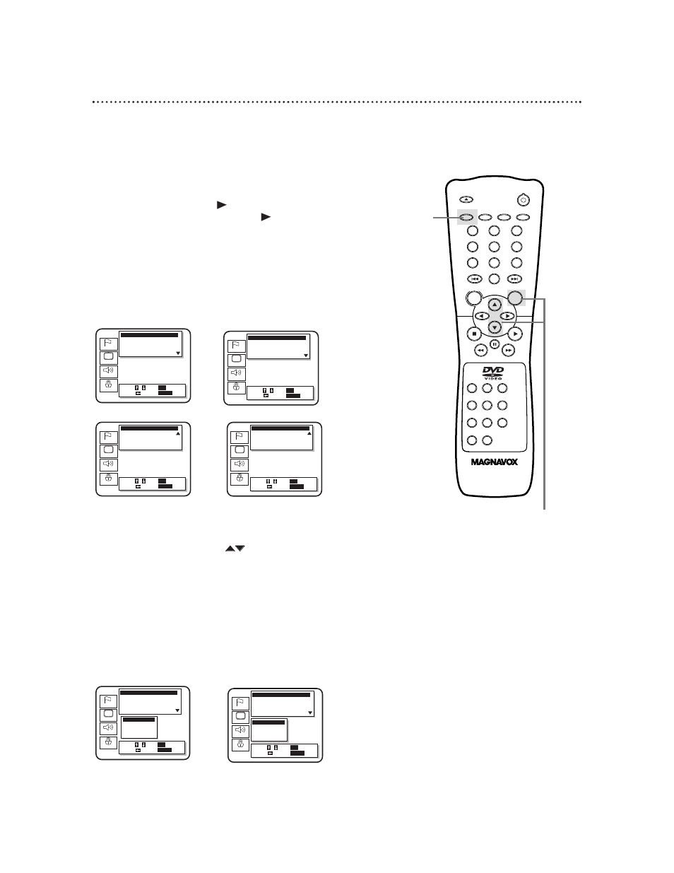 Display settings (cont’d) 43, Press the setup button to remove the menu | Philips Magnavox DVD611 User Manual | Page 43 / 56