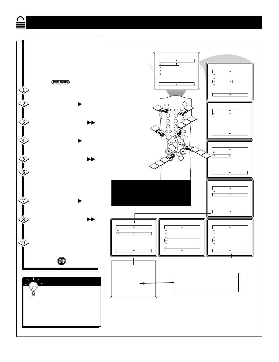 Ow to, Lock, Hannels at the | Or down | Philips Magnavox MS3250C User Manual | Page 18 / 40