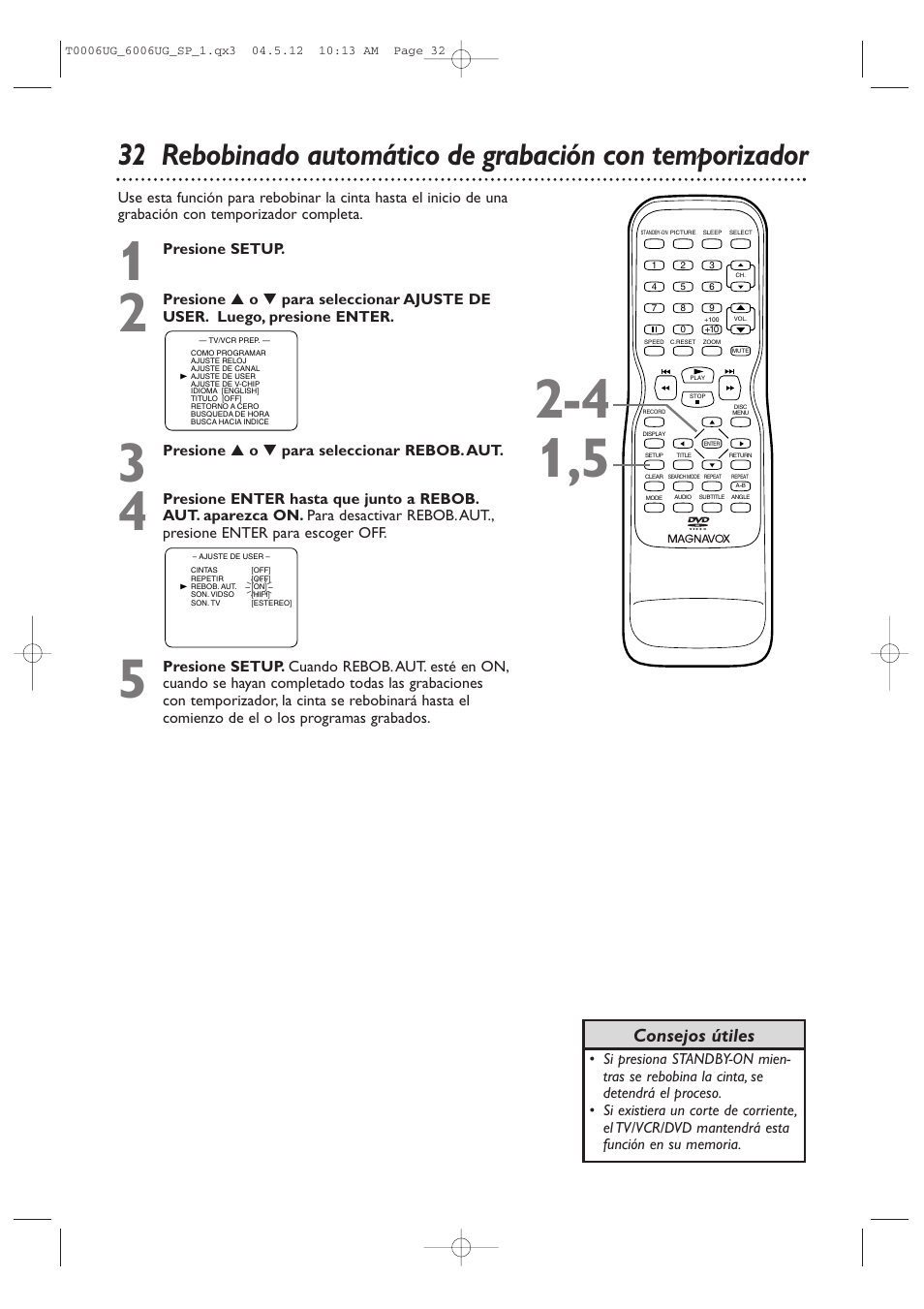 Consejos útiles | Philips Magnavox 27MDTR20s User Manual | Page 112 / 159