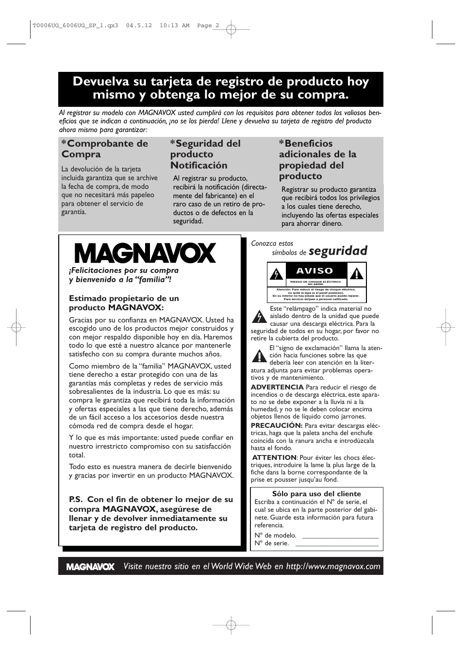 Seguridad | Philips Magnavox 27MDTR20s User Manual | Page 82 / 159