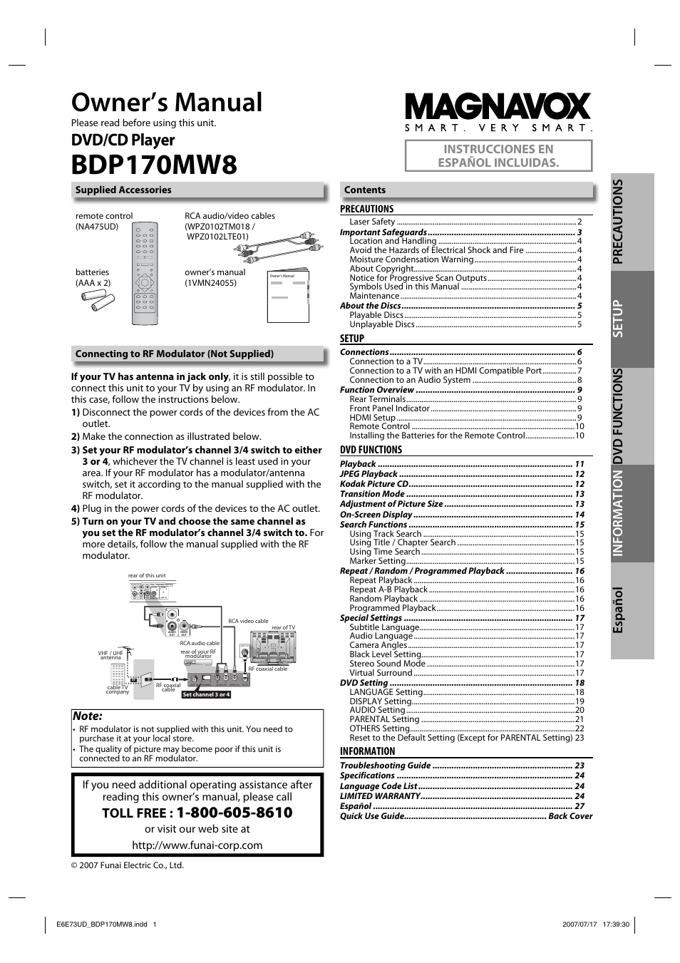 Philips Magnavox BDP170MW8 User Manual | 28 pages