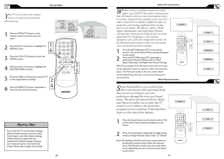 C c source, M e n u | Philips Magnavox 15MF Series User Manual | Page 10 / 19