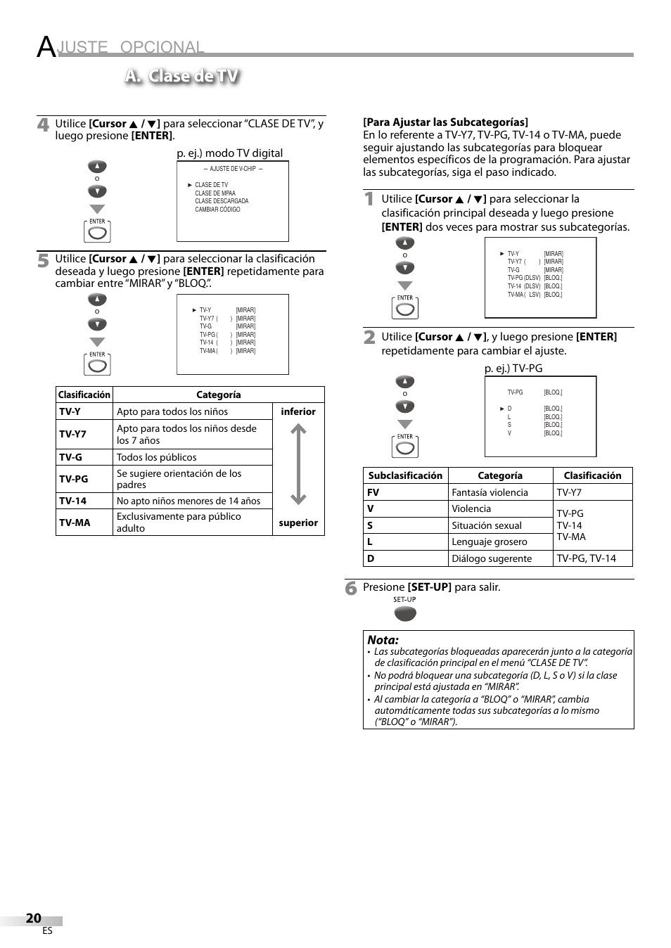 Juste opcional, A. clase de tv | Philips Magnavox sdtv CD130MW9 User Manual | Page 68 / 90
