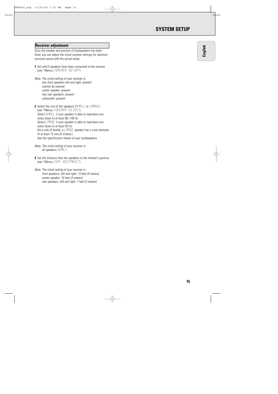 System setup | Philips Magnavox Home Threater Set MCS 990/17 User Manual | Page 16 / 55