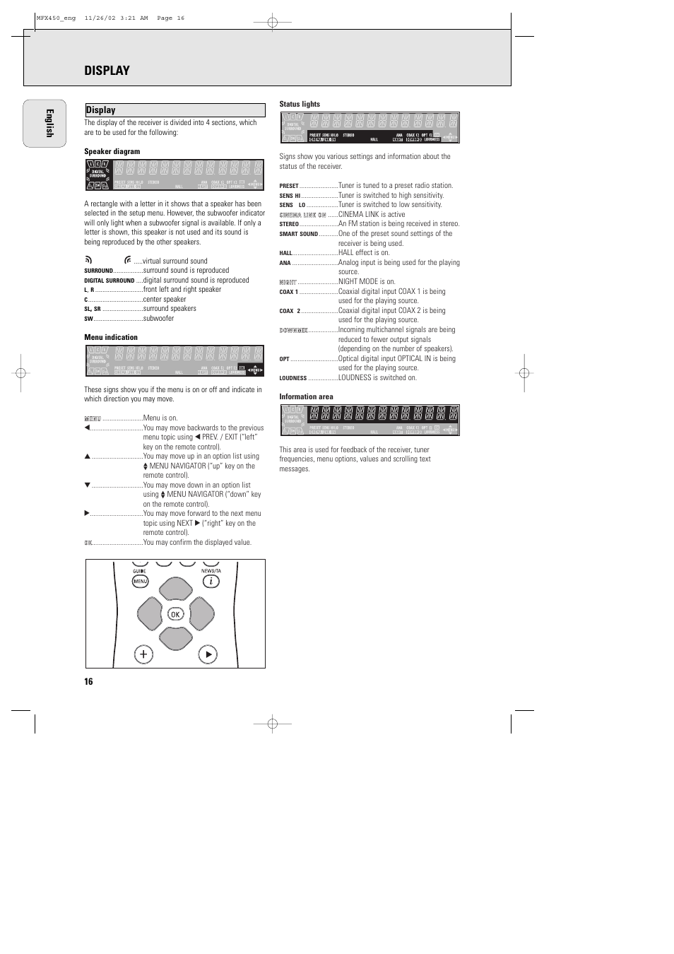 Display | Philips Magnavox Home Threater Set MCS 990/17 User Manual | Page 17 / 55