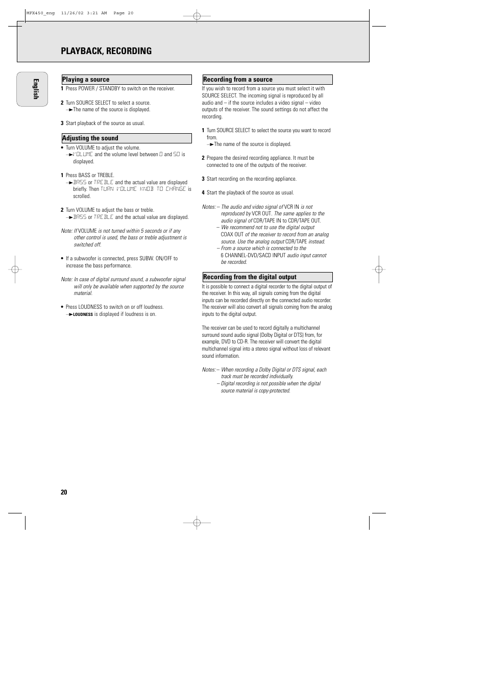 Playback, recording | Philips Magnavox Home Threater Set MCS 990/17 User Manual | Page 21 / 55