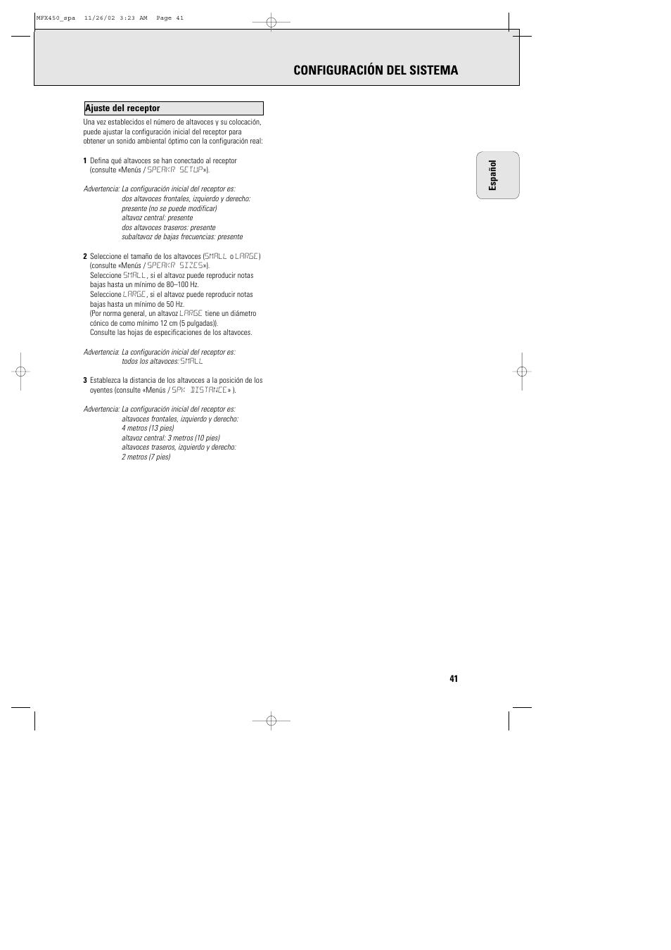 Configuración del sistema | Philips Magnavox Home Threater Set MCS 990/17 User Manual | Page 42 / 55