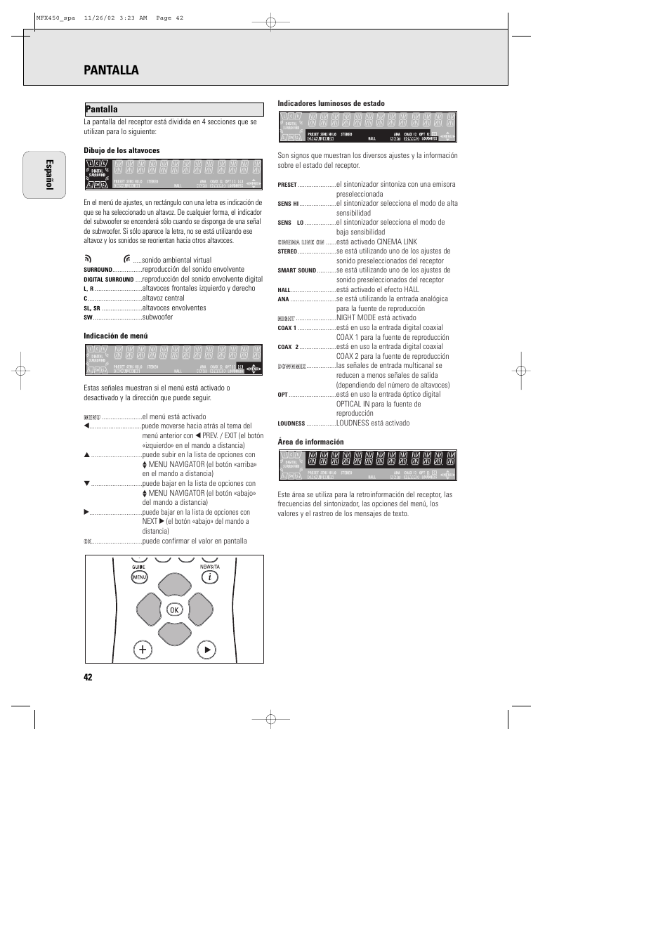 Pantalla | Philips Magnavox Home Threater Set MCS 990/17 User Manual | Page 43 / 55