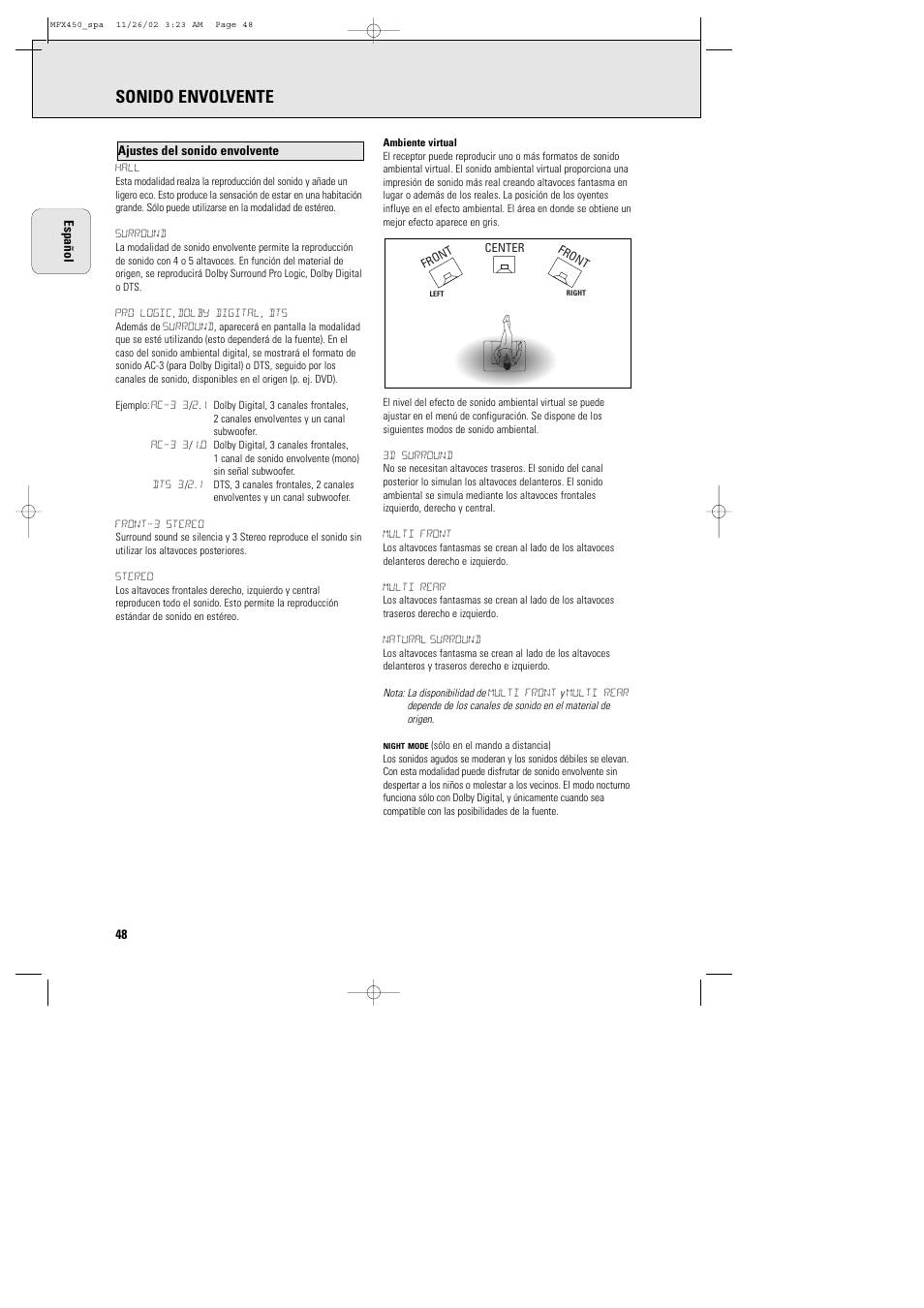 Sonido envolvente | Philips Magnavox Home Threater Set MCS 990/17 User Manual | Page 49 / 55