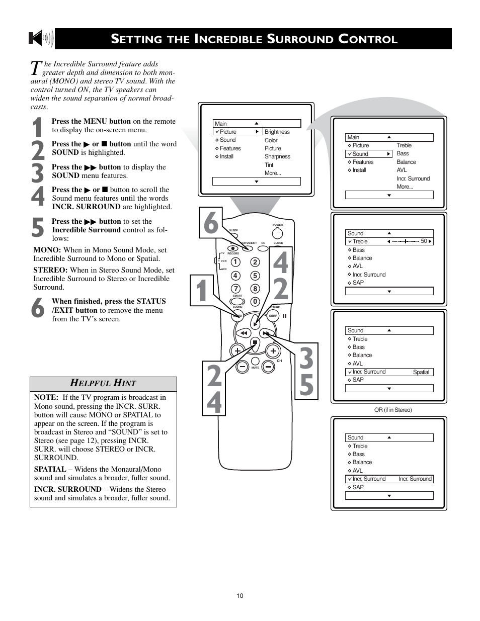 Etting the, Ncredible, Urround | Ontrol | Philips Magnavox MS3252S MS3652S User Manual | Page 10 / 40