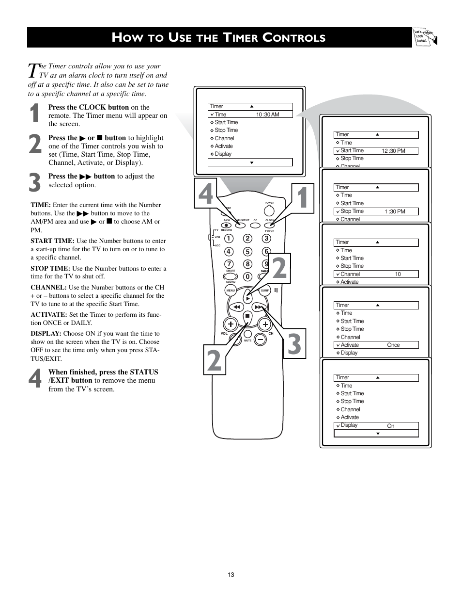 Ow to, Se the, Imer | Ontrols | Philips Magnavox MS3252S MS3652S User Manual | Page 13 / 40