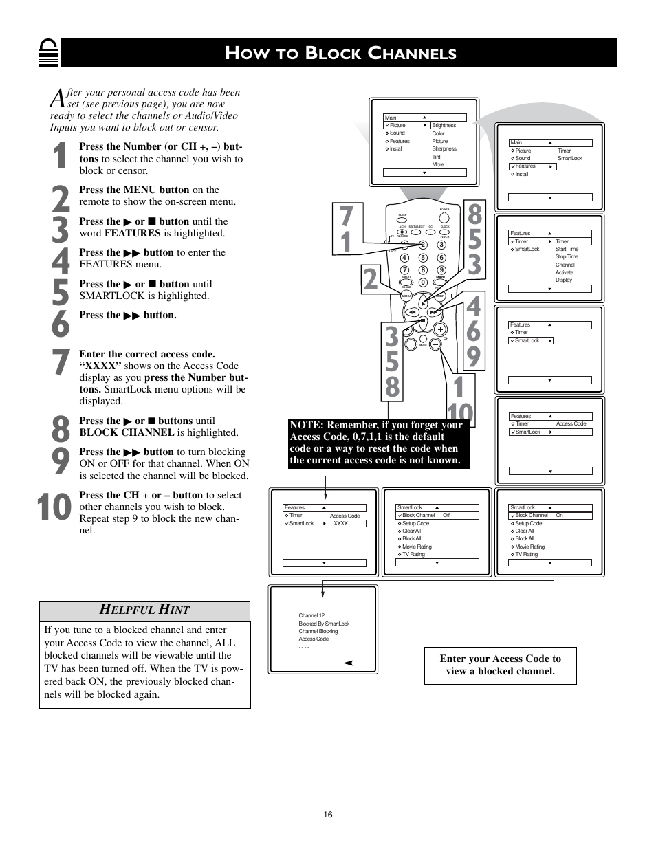 Ow to, Lock, Hannels | Philips Magnavox MS3252S MS3652S User Manual | Page 16 / 40