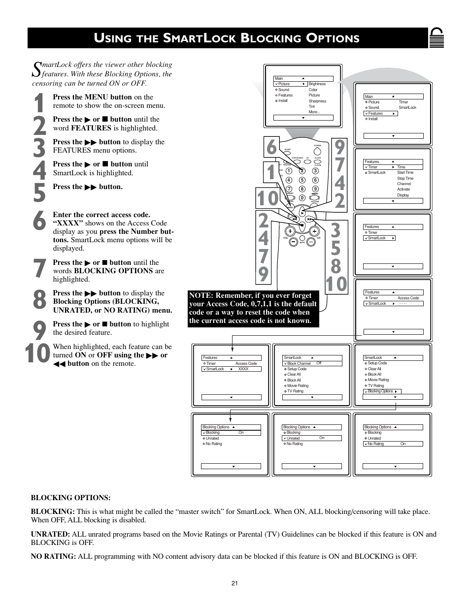 Sing the, Mart, Locking | Ptions | Philips Magnavox MS3252S MS3652S User Manual | Page 21 / 40