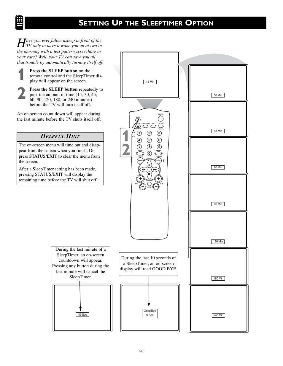 Etting, P the, Leeptimer | Ption | Philips Magnavox MS3252S MS3652S User Manual | Page 26 / 40