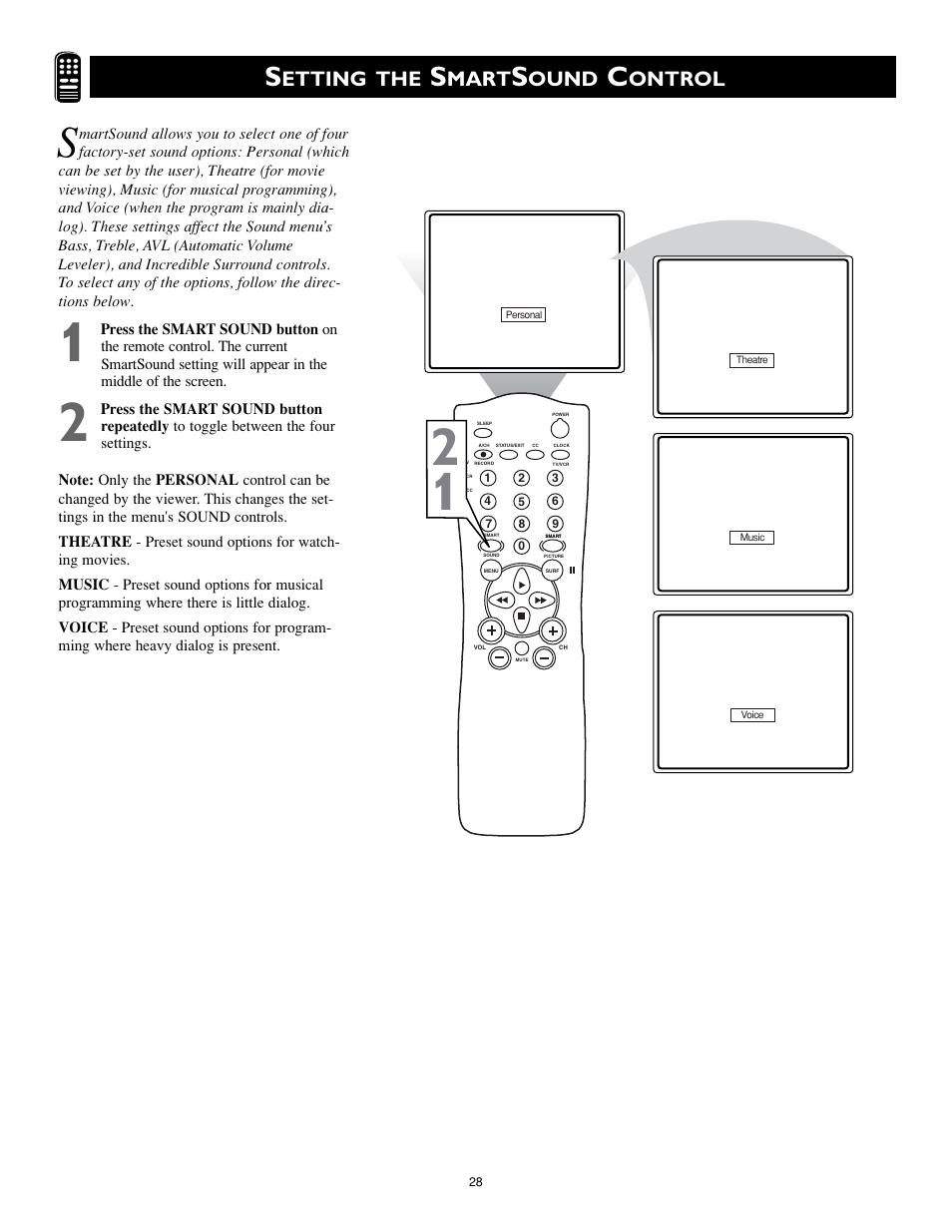 Etting the, Mart, Ound | Ontrol | Philips Magnavox MS3252S MS3652S User Manual | Page 28 / 40