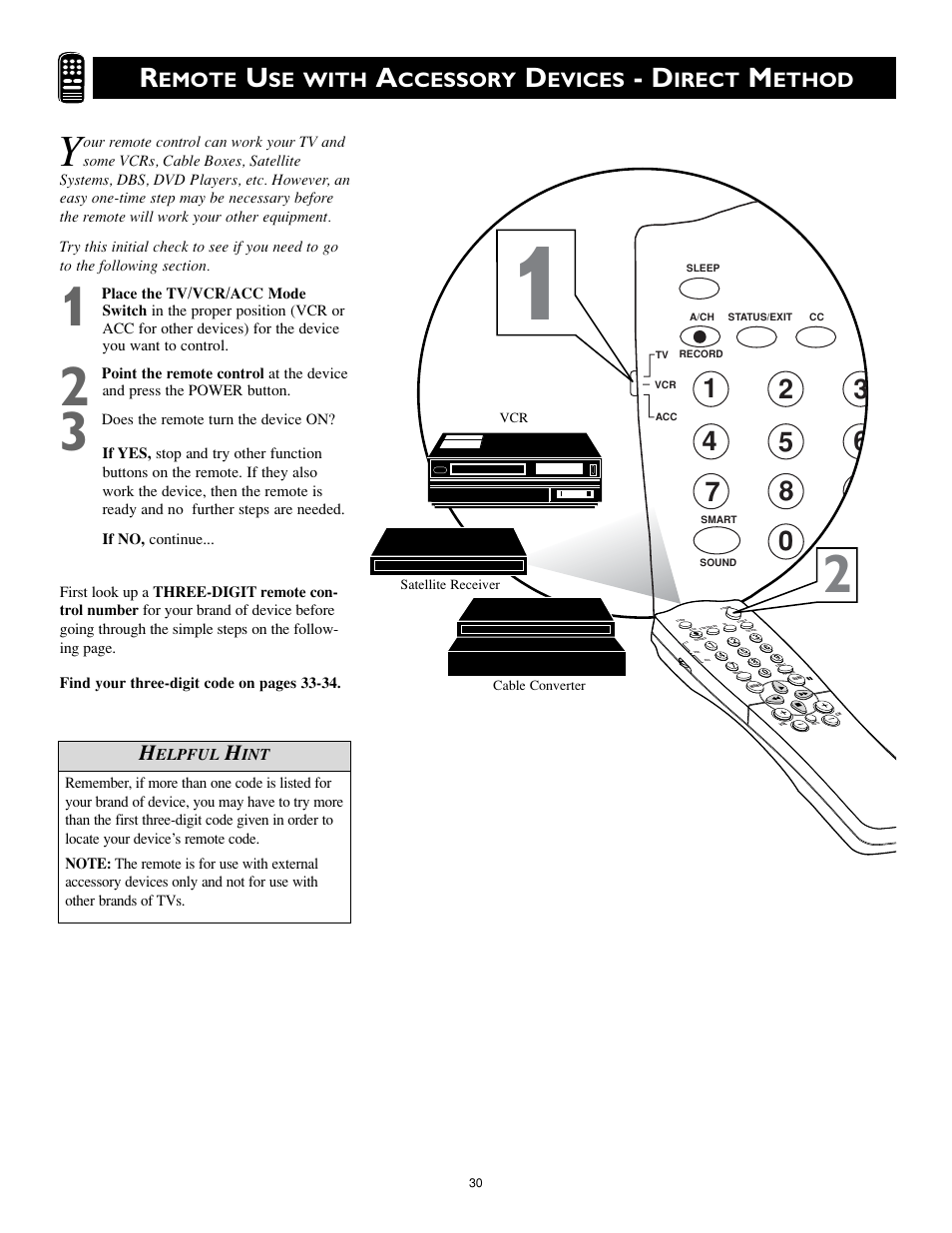 Emote, Se with, Ccessory | Evices, Irect, Ethod | Philips Magnavox MS3252S MS3652S User Manual | Page 30 / 40