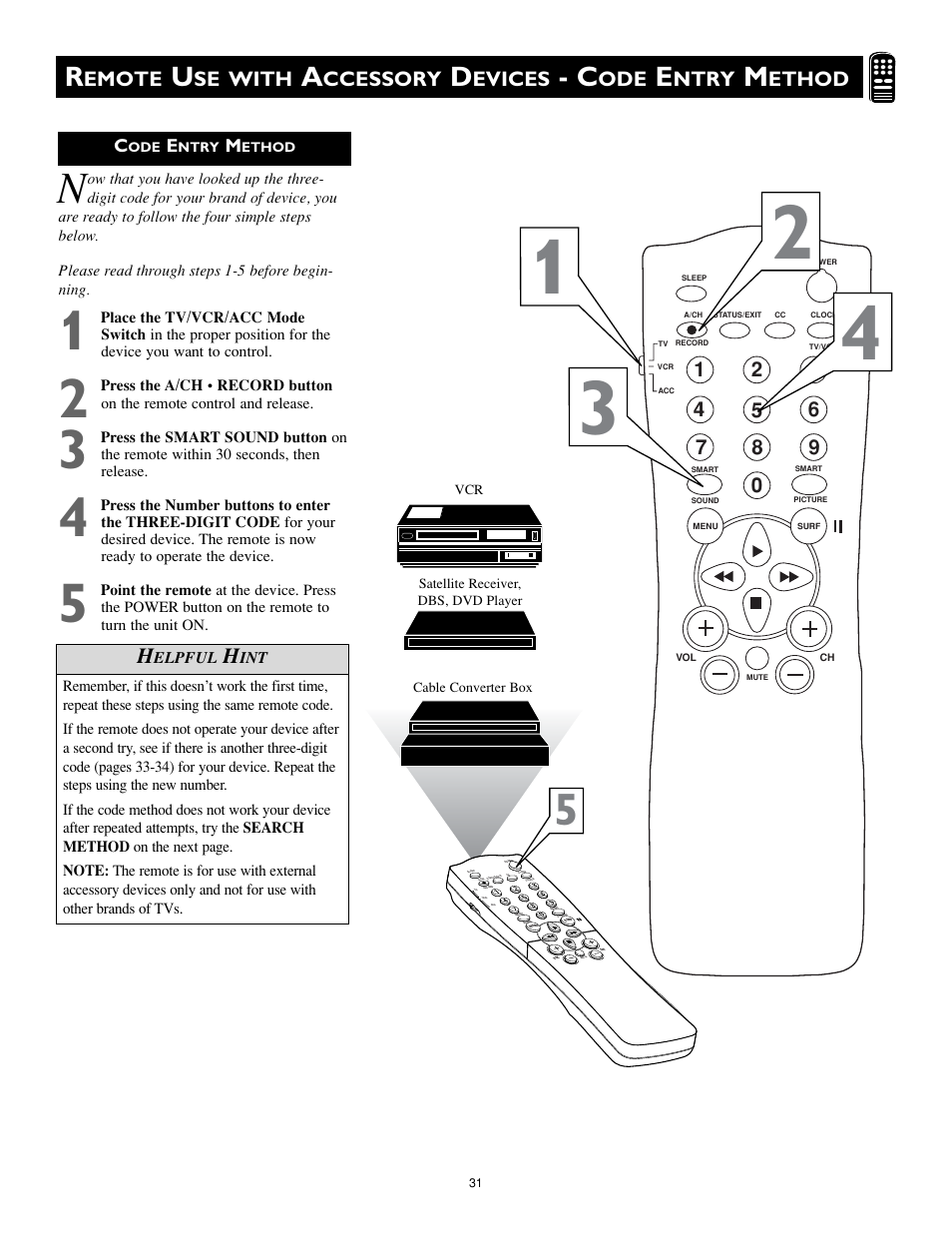 Emote, Se with, Ccessory | Evices, Ntry, Ethod | Philips Magnavox MS3252S MS3652S User Manual | Page 31 / 40