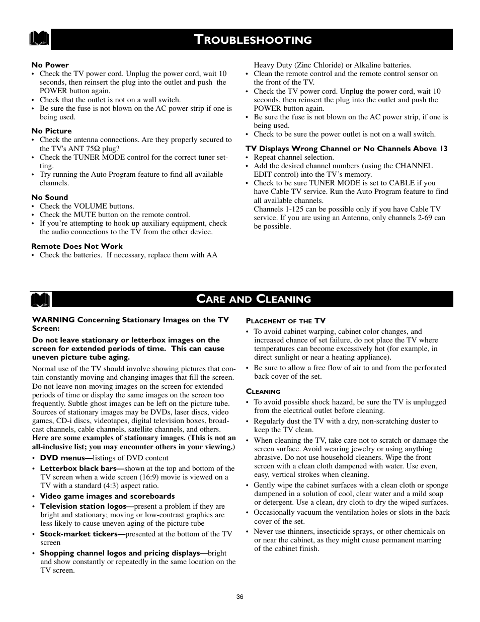 Roubleshooting | Philips Magnavox MS3252S MS3652S User Manual | Page 36 / 40