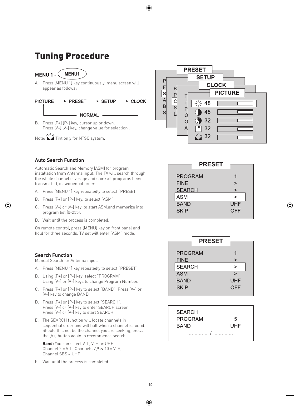 Tuning procedure | Philips Magnavox MPF68A User Manual | Page 10 / 22