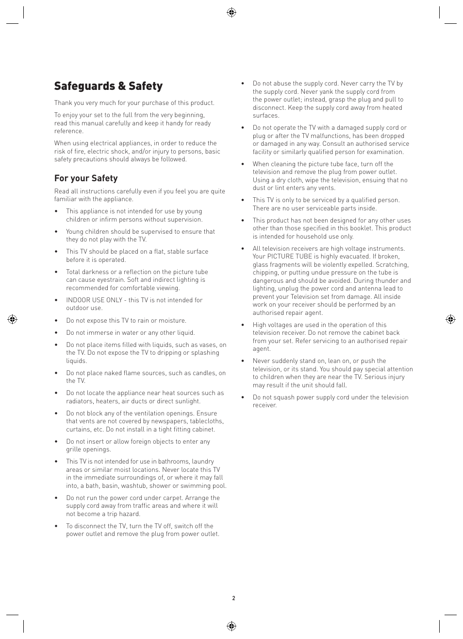 Safeguards & safety, For your safety | Philips Magnavox MPF68A User Manual | Page 2 / 22