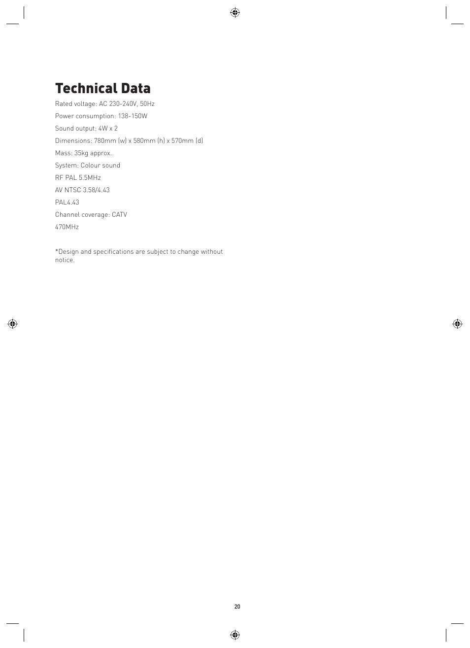 Technical data | Philips Magnavox MPF68A User Manual | Page 20 / 22