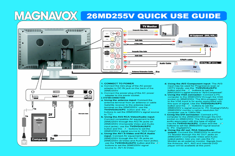 Philips Magnavox 26MD255V User Manual | 2 pages