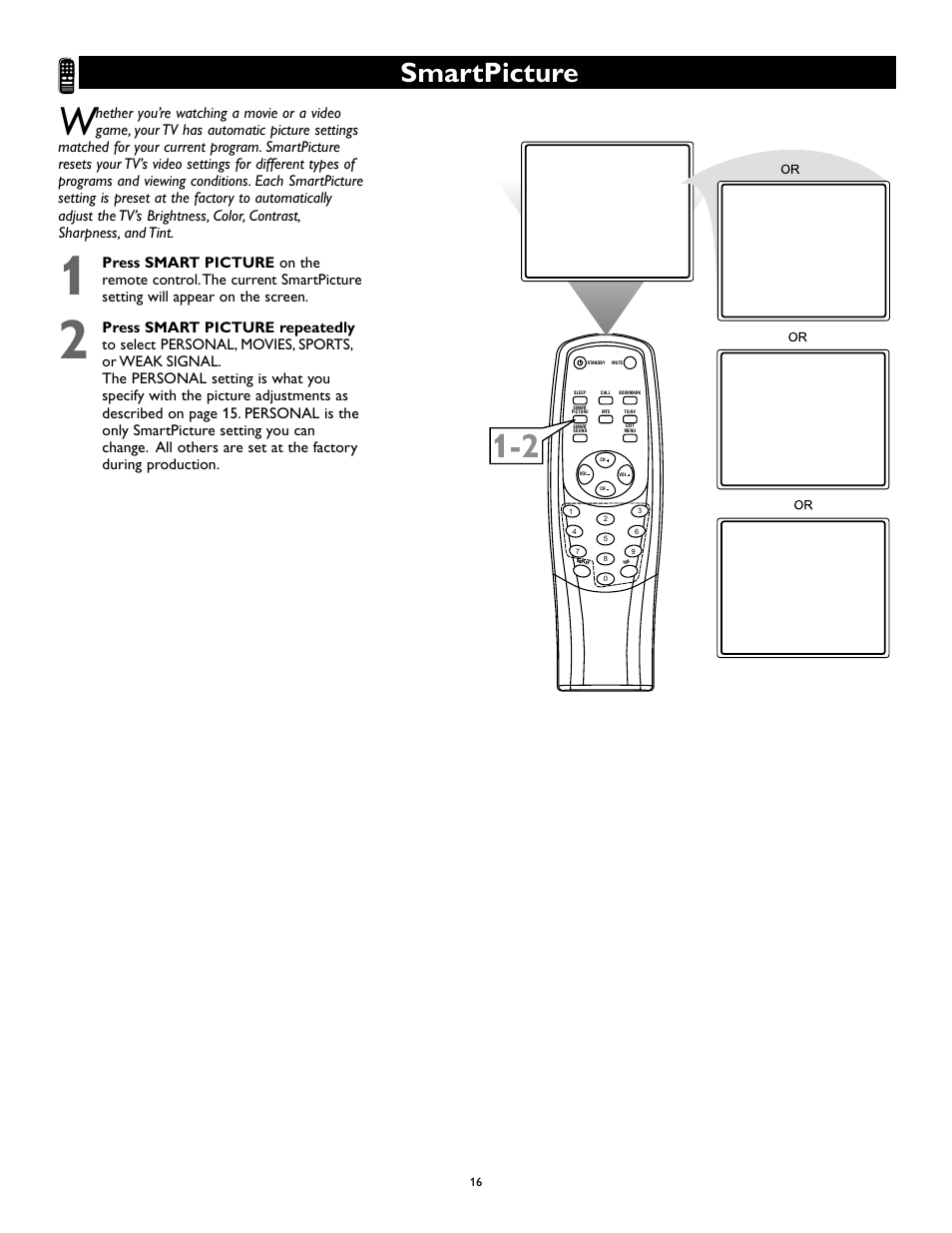 Smartpicture | Philips Magnavox 27MS345S User Manual | Page 16 / 36