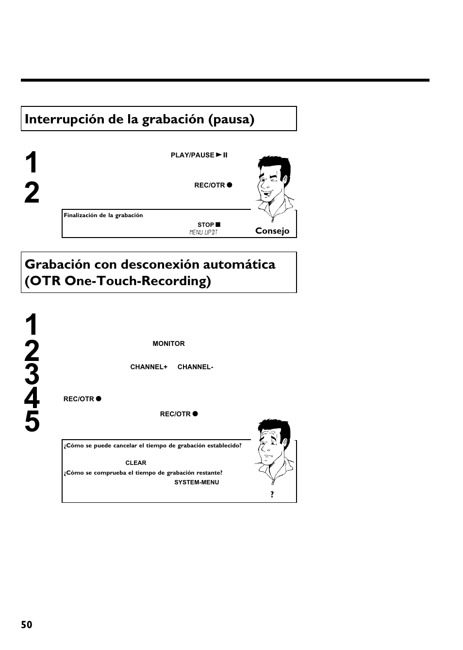 Interrupción de la grabación (pausa) | Philips Magnavox MRV640 User Manual | Page 154 / 187