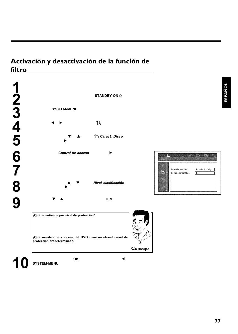 Activación y desactivación de la función de filtro | Philips Magnavox MRV640 User Manual | Page 181 / 187