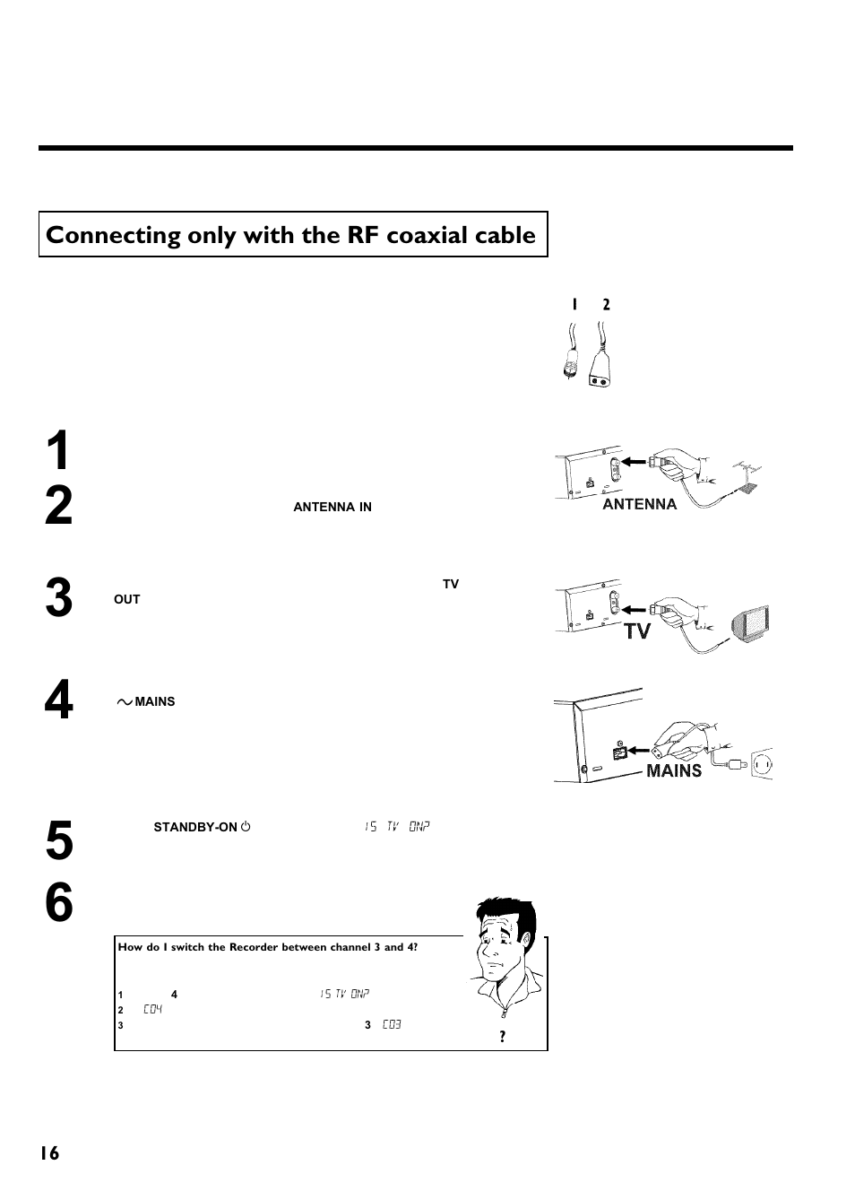 Connecting only with the rf coaxial cable | Philips Magnavox MRV640 User Manual | Page 28 / 187