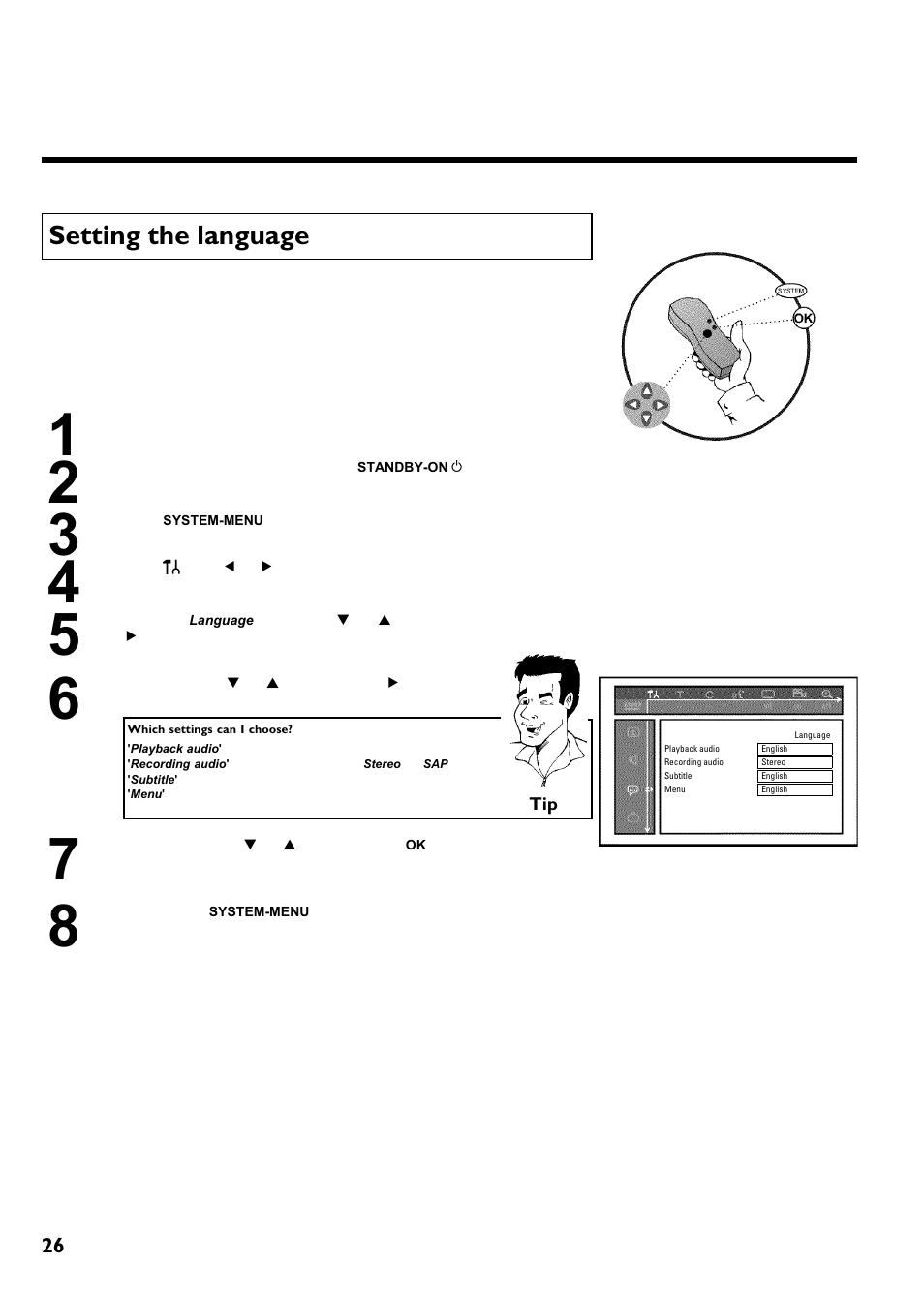 Setting the language | Philips Magnavox MRV640 User Manual | Page 38 / 187