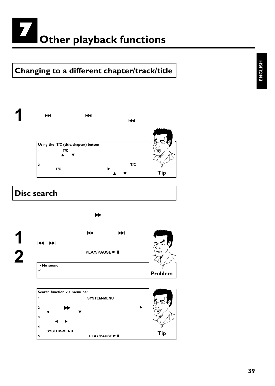 Other playback functions, Changing to a different chapter/track/title, Disc search | Philips Magnavox MRV640 User Manual | Page 51 / 187