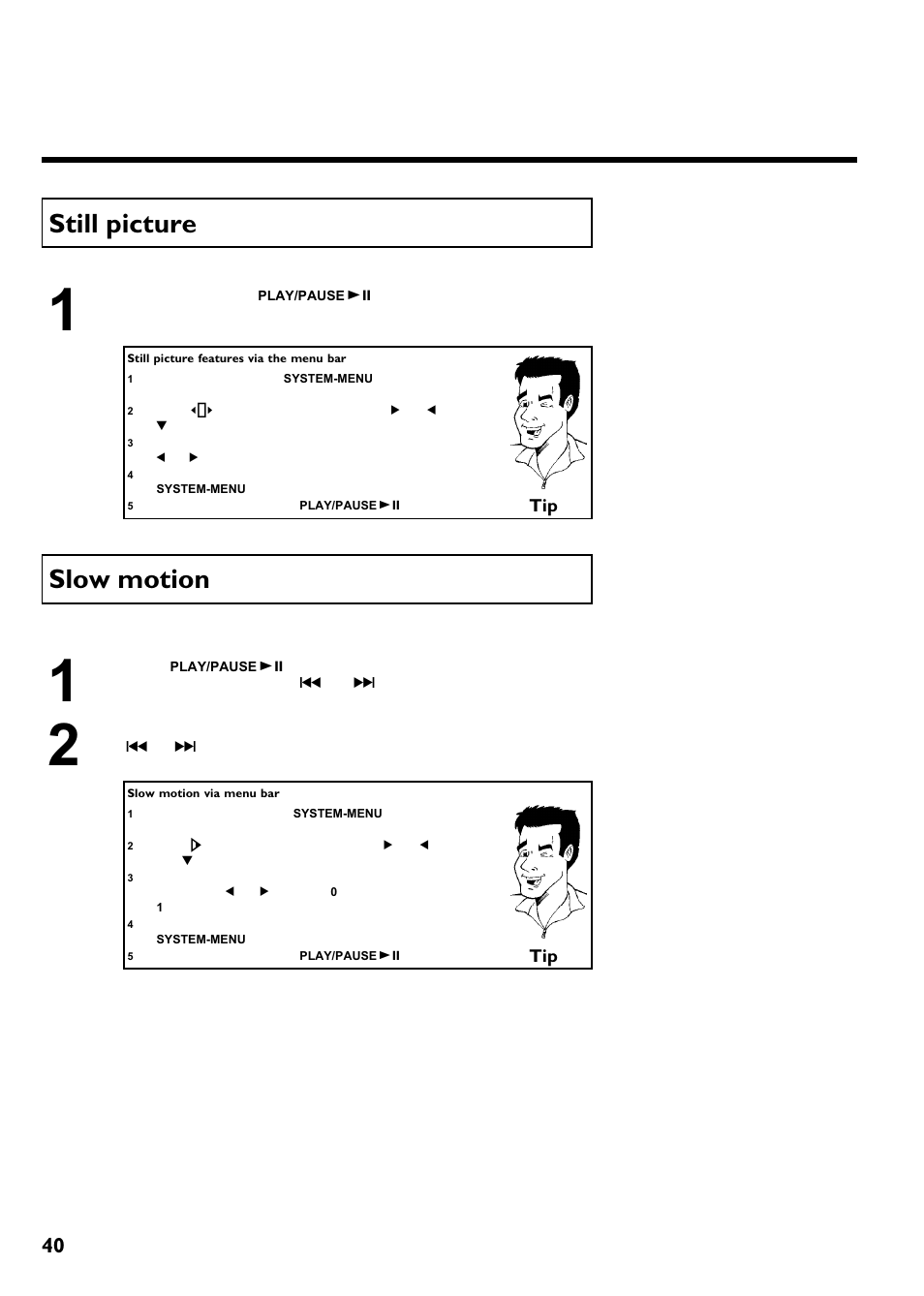 Still picture, Slow motion, Other playback functions | Philips Magnavox MRV640 User Manual | Page 52 / 187