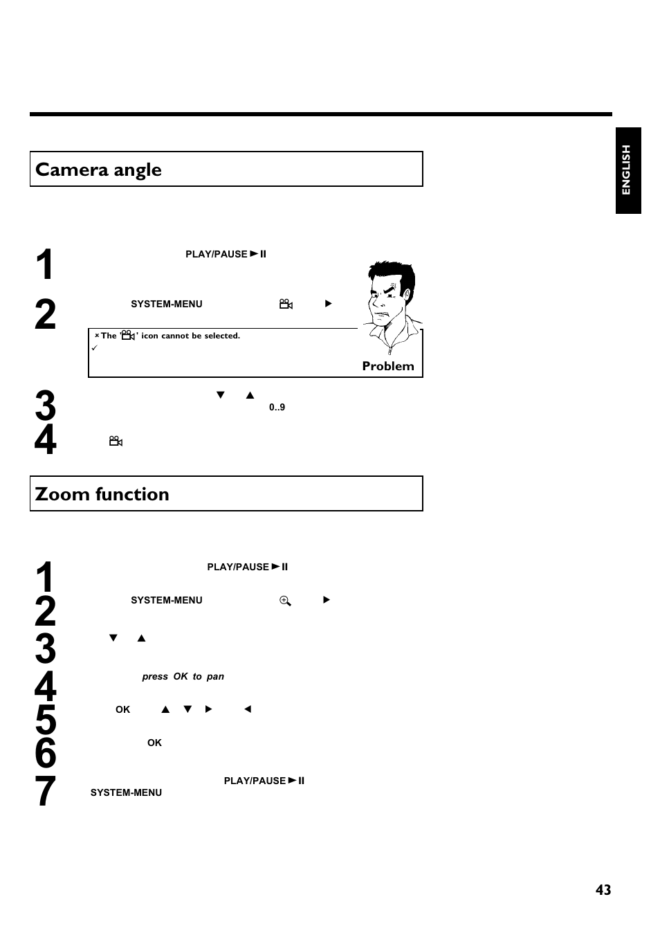 Camera angle, Zoom function | Philips Magnavox MRV640 User Manual | Page 55 / 187