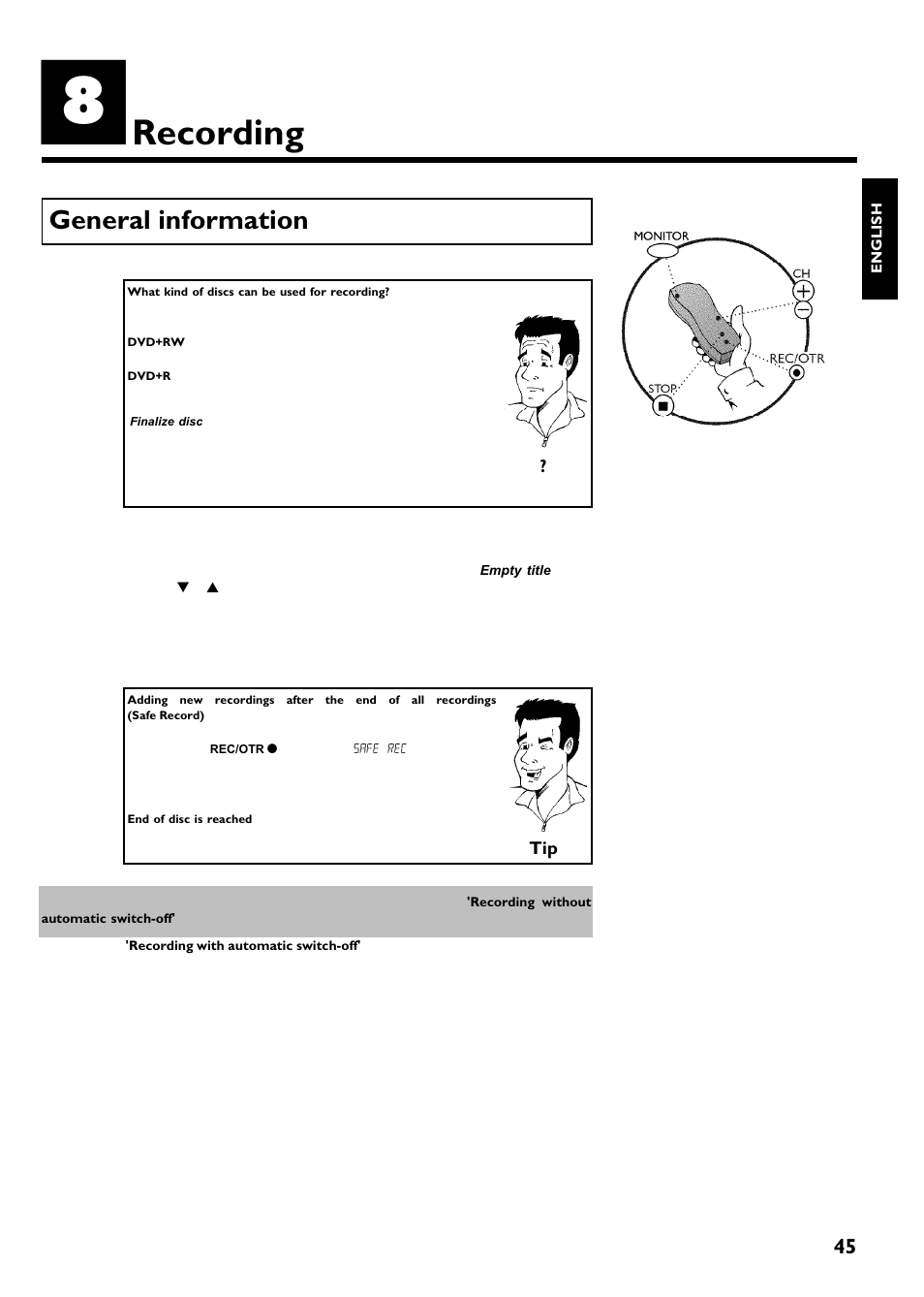 Recording, General information | Philips Magnavox MRV640 User Manual | Page 57 / 187