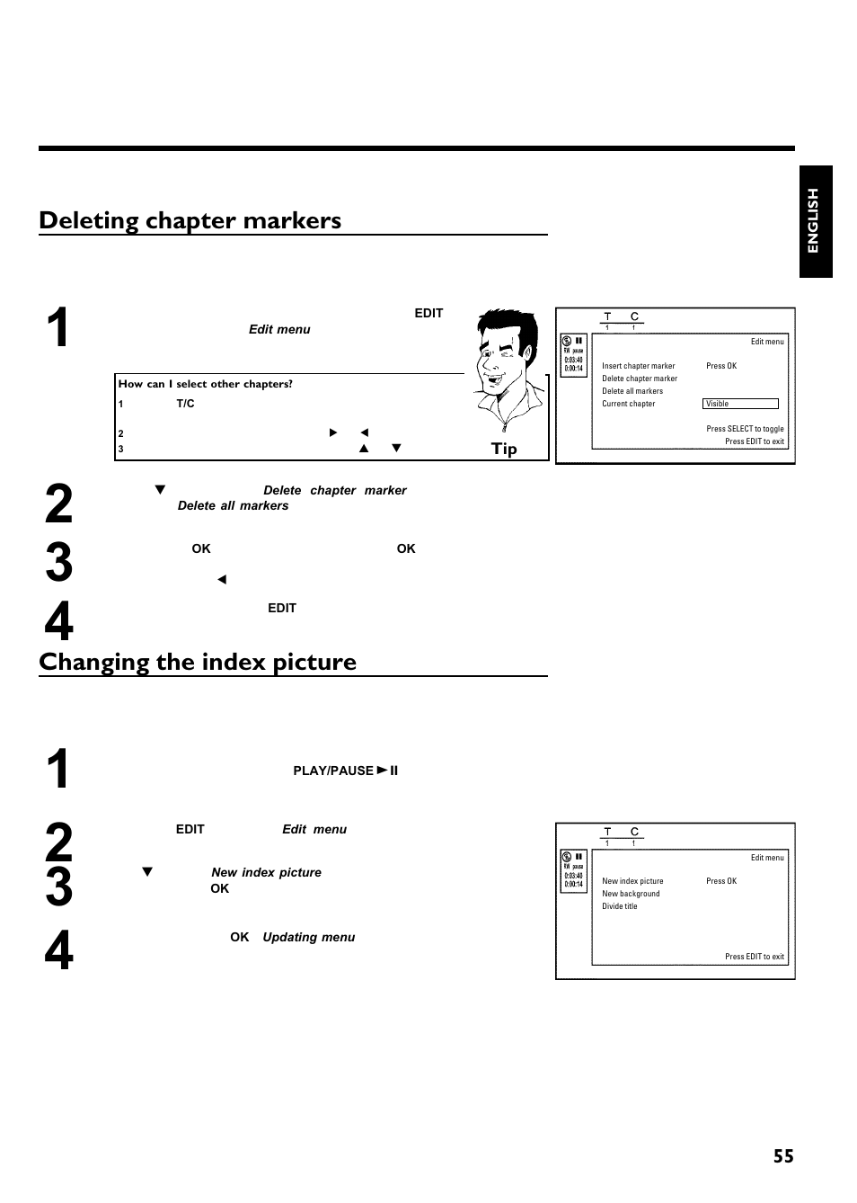 Deleting chapter markers, Changing the index picture | Philips Magnavox MRV640 User Manual | Page 67 / 187