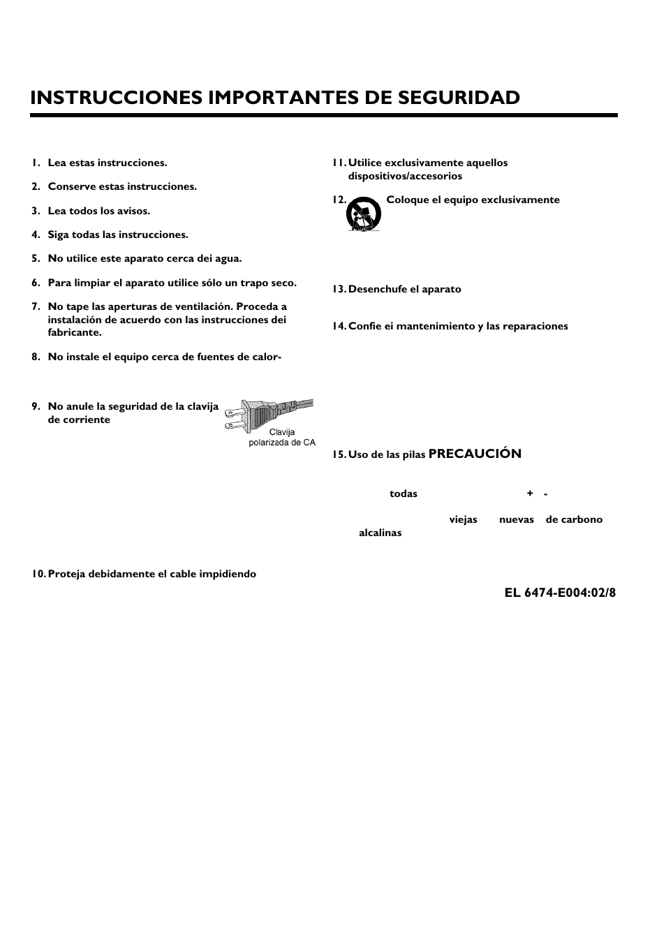 Instrucciones importantes de seguridad | Philips Magnavox MRV640 User Manual | Page 97 / 187